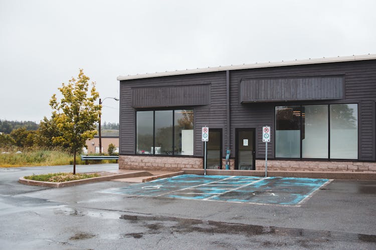 Office Building And Parking Lot On Street