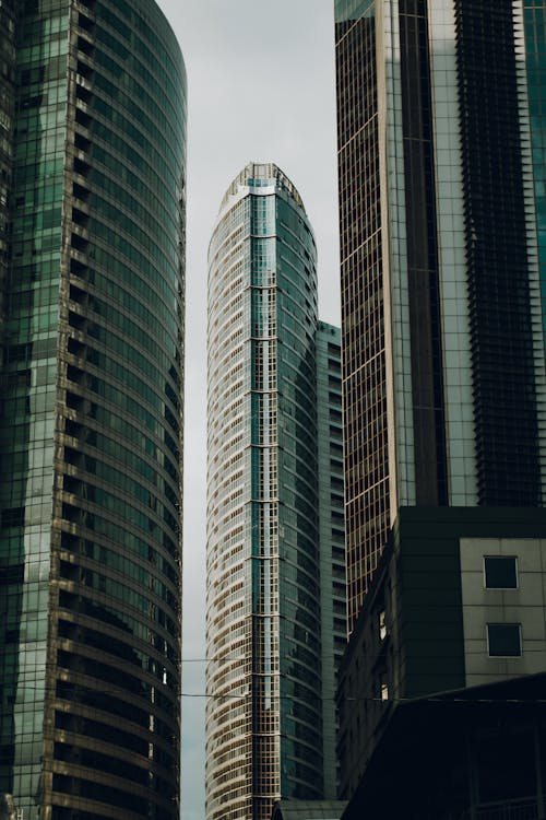 Modern Glass Skyscrapers in City Downtown
