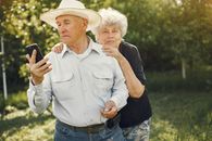 Elderly Wife Embracing Husband