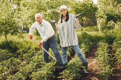 Free Father And Daughter Gardening Outdoors Stock Photo