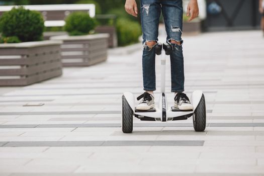 Close up of a Person on a Segway Hoverboard