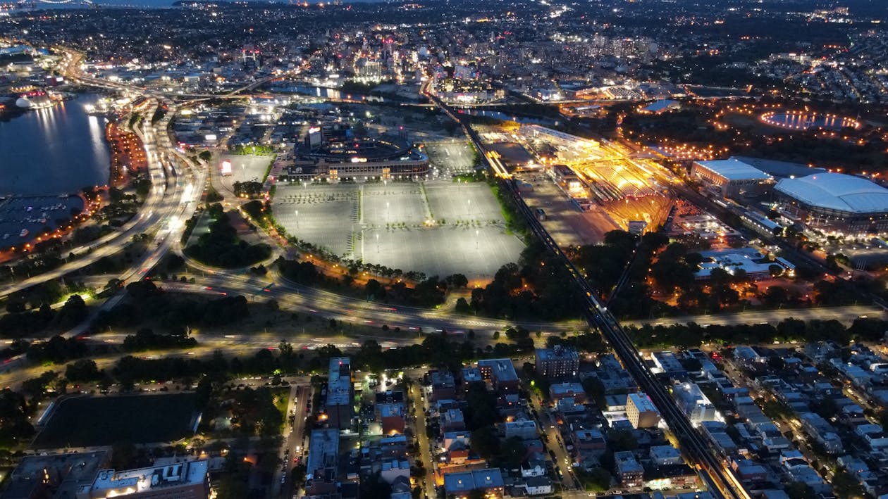 A Scenic View of a City During Night Time