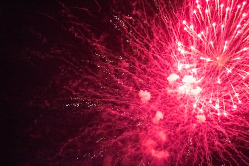 Free Red Fireworks in the Sky Stock Photo