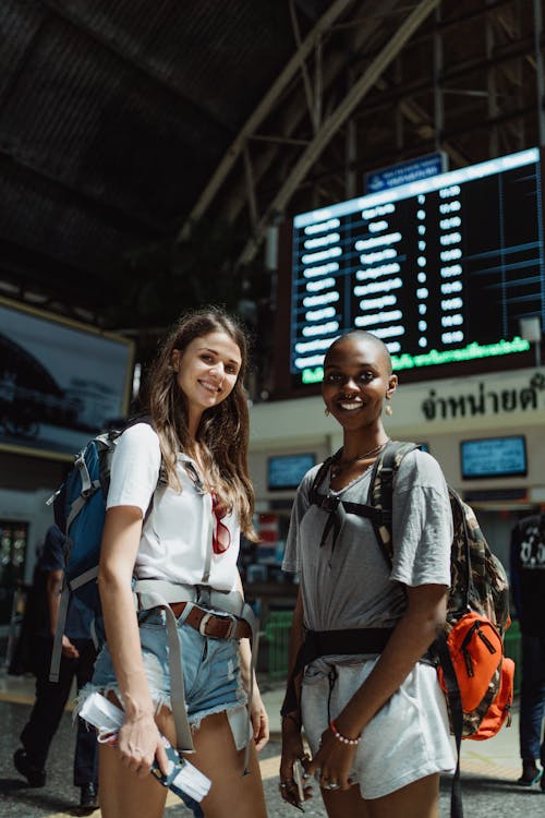 Free Women at the Train Station Stock Photo