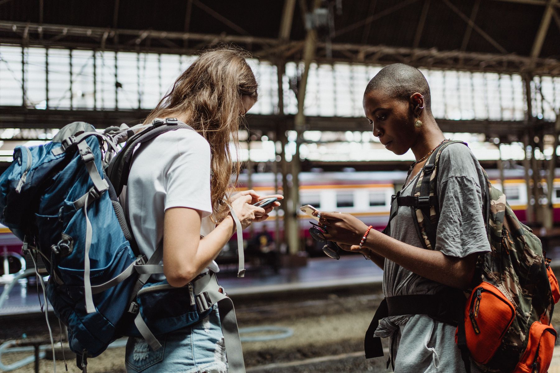 A traveler moving through European transport