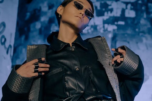 Man in Black Leather Jacket Wearing Black Sunglasses