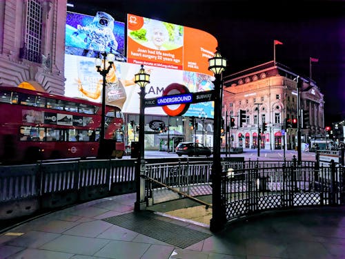 Entrance to Subway at Piccadilly Circus in London, England