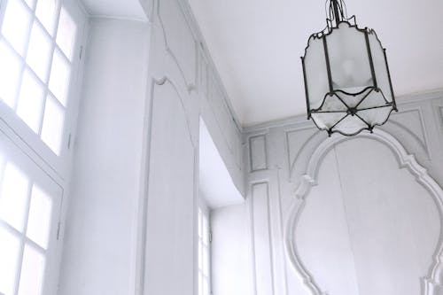 Interior of classic apartment in white color