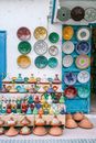Traditional plates with ornament in local market