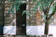 Facade of classic residential house in city