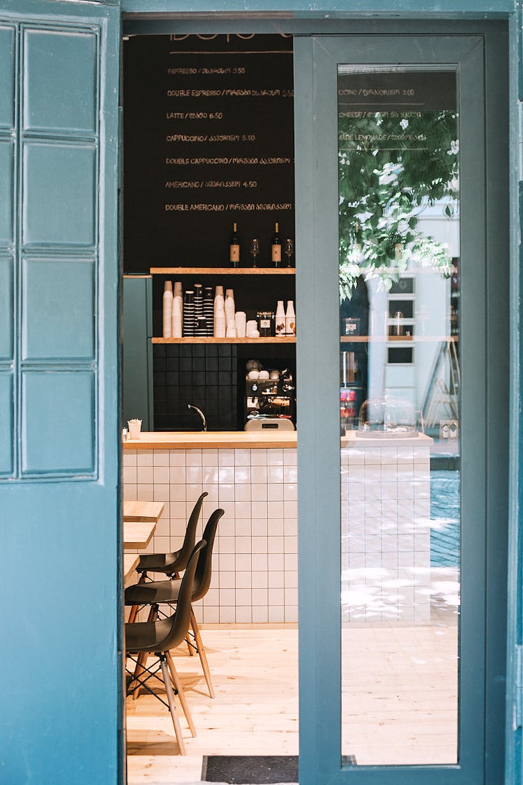 Doorway Entrance Of Cafe 