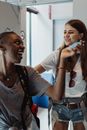 Women Talking and Smiling