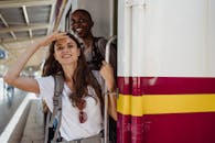 Women Standing on the Train Door