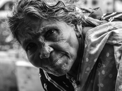 Portrait of an Elderly Woman with Wrinkles 