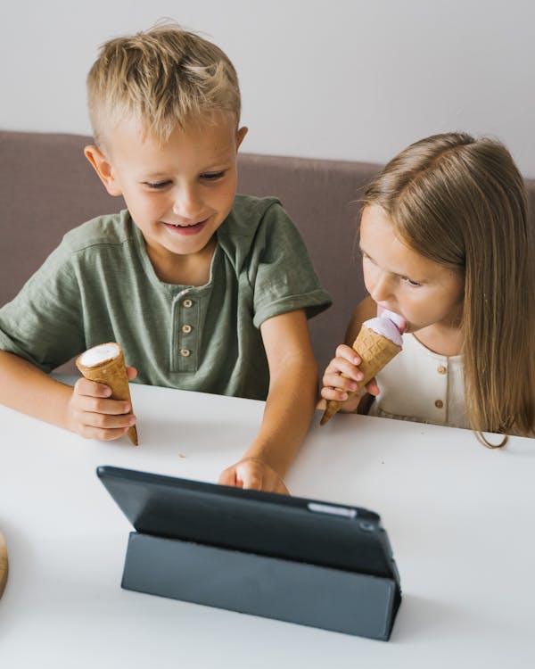 Kids safely using tablet together