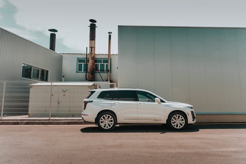 Side View of a Parked White SUV