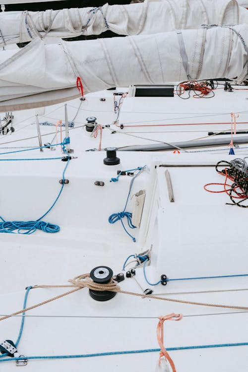 White and Blue Boat With Blue and White Fishing Rod