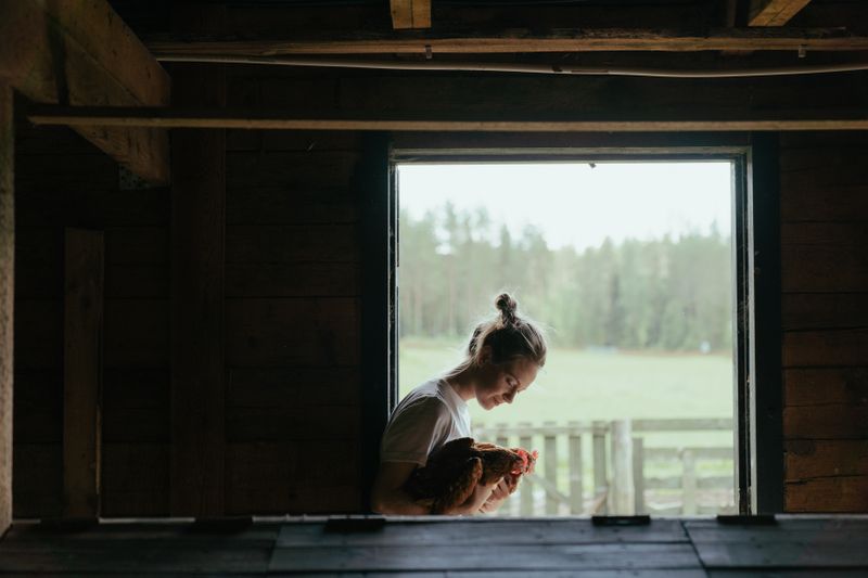 Farm worker checking cow health outdoors