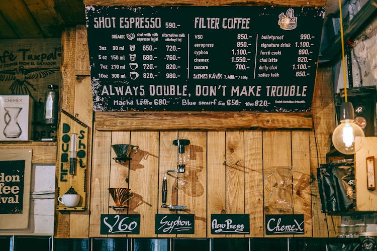 Cozy Coffee House With Creative Decorated Menu Board