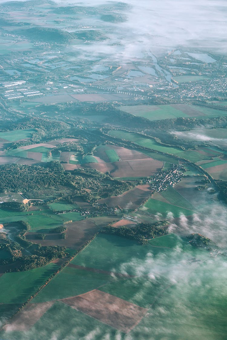 Scenic Landscape Of Tropical Plantations Against Floating Clouds