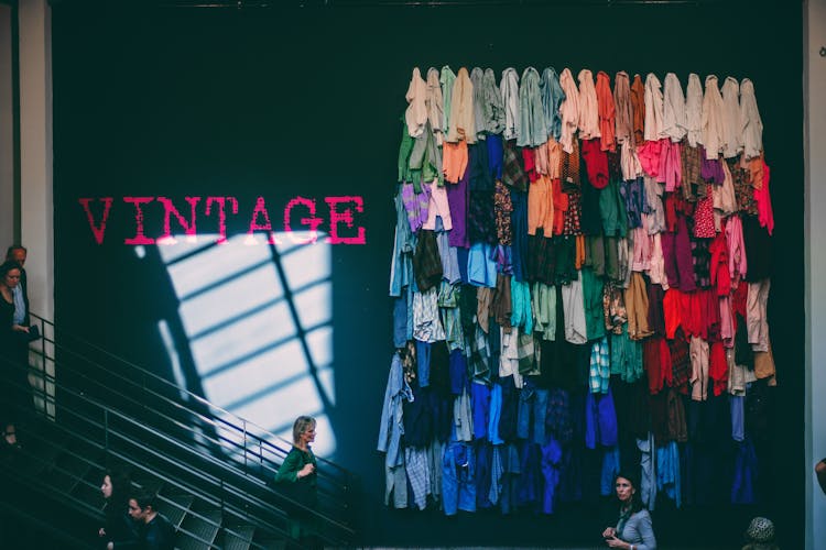 Bunch Of Vintage Clothes On Wall