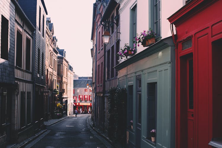 Narrow Street Between Colorful Buildings