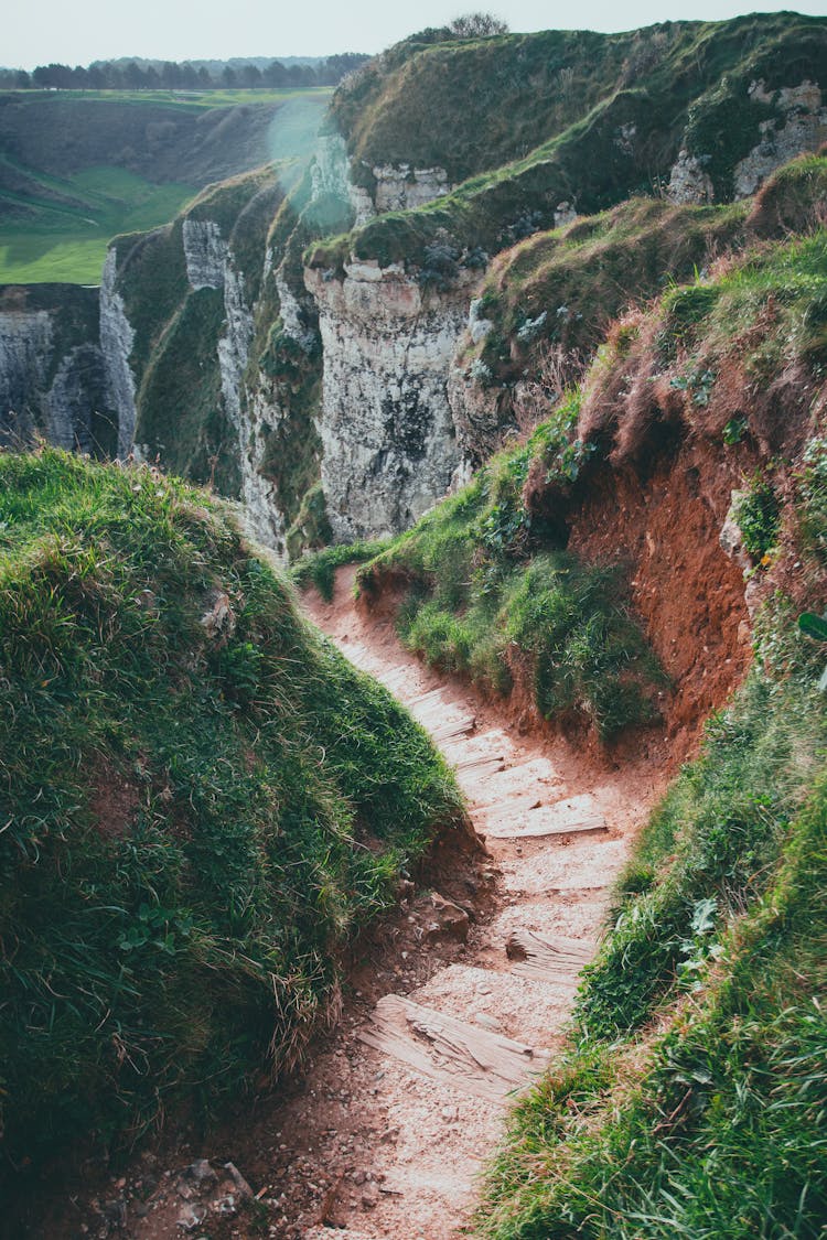 Steps In Rocky Cliffs Going Down