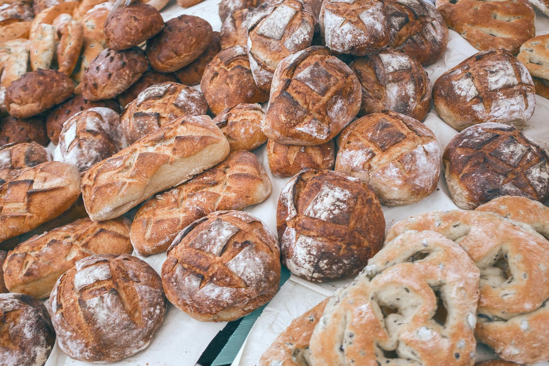 Collection of delicious baked goods in local bakery