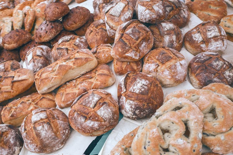 Collection Of Delicious Baked Goods In Local Bakery