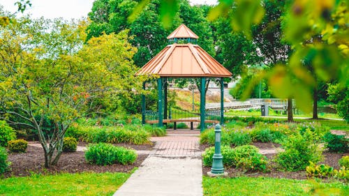 Free A Gazebo in the Middle of a Garden Stock Photo