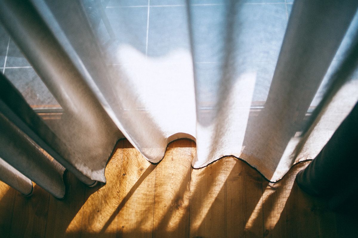 Sheer blinds in a bright living room