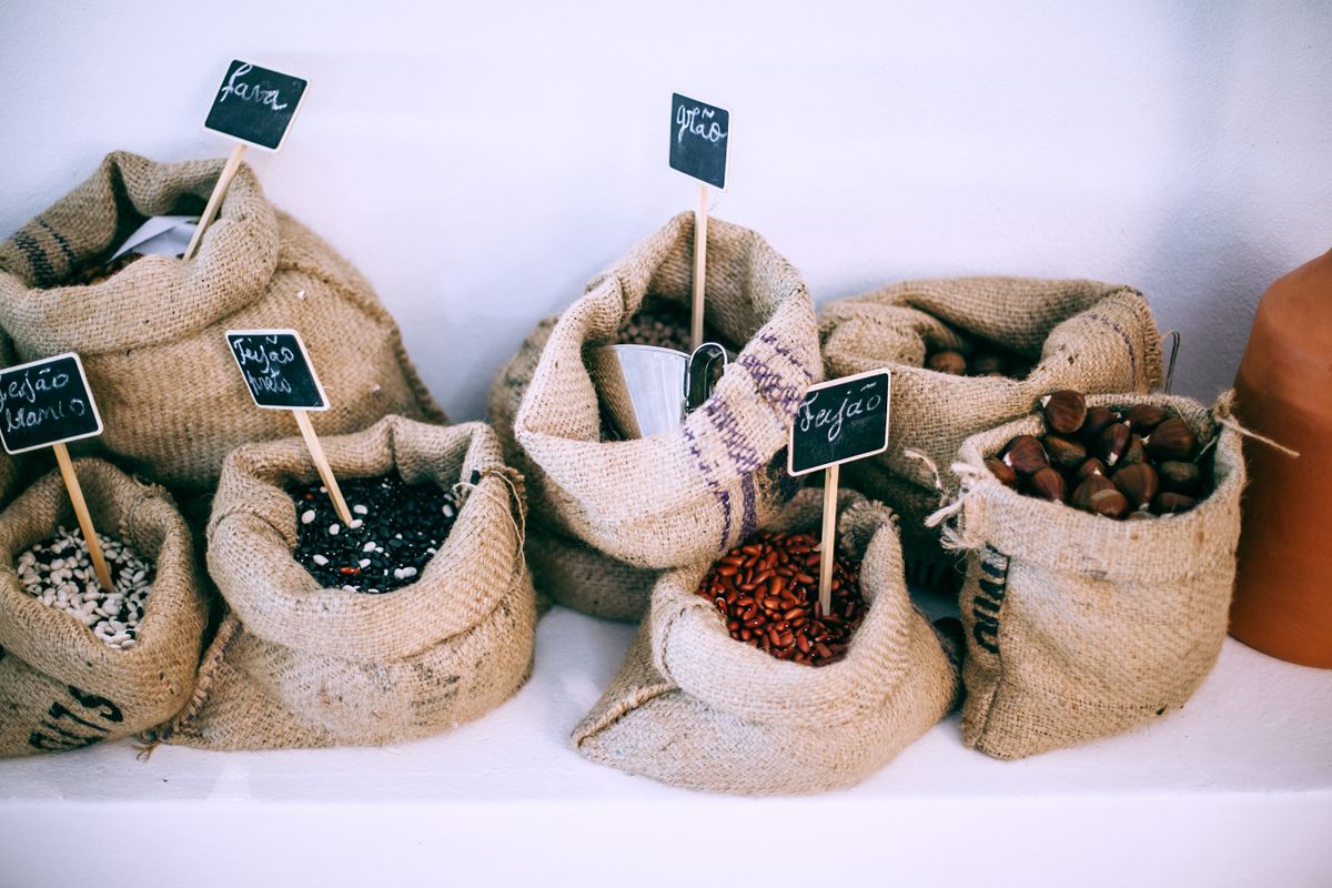 Organic jute bags with produce