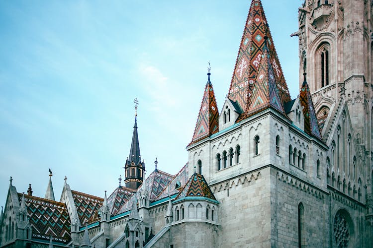 Church Of Assumption With Crosses And Ornamental Walls In Town