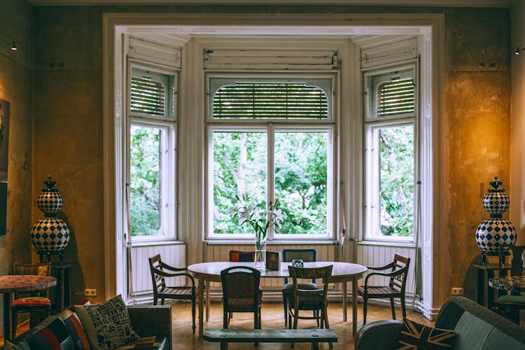 Vintage Dining Room With Huge Window