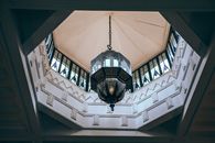 Oriental chandelier in spacious modern palace
