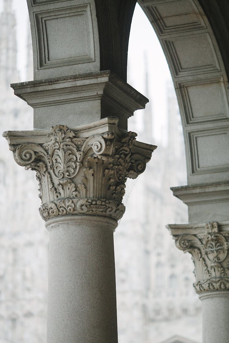 Ancient Columns Of Building On Street