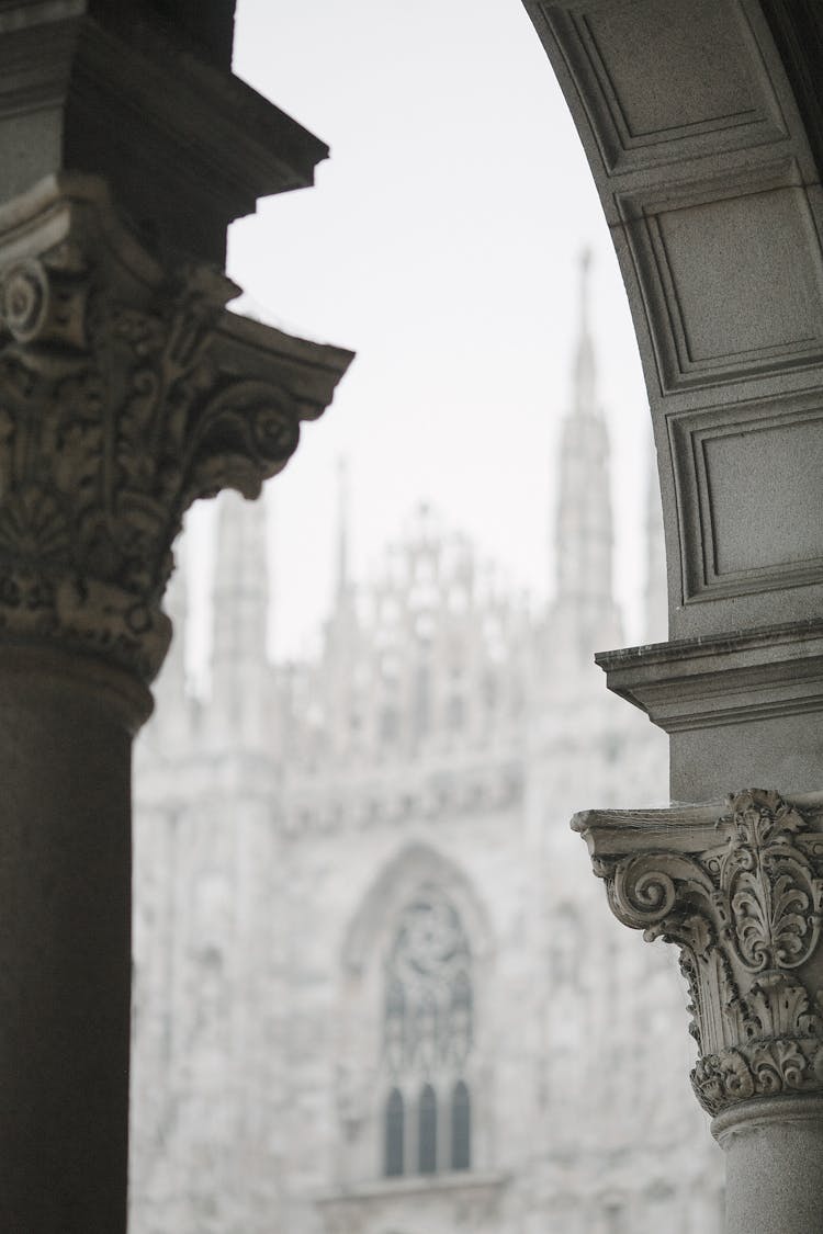 Aged Gothic Cathedral With Columns