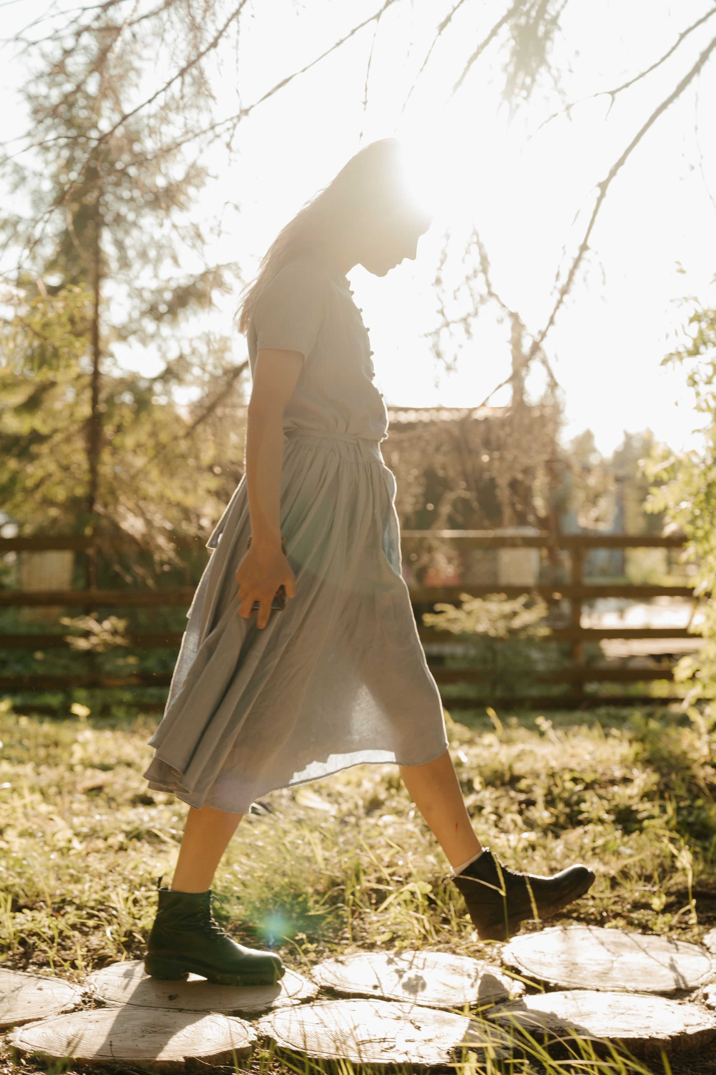 Woman in White Dress Standing on Green Grass Field · Free Stock Photo