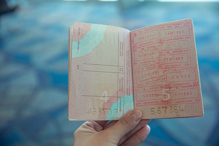 Person Holding An Opened Passport