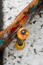 Yellow Blue and Red Skateboard Wheel