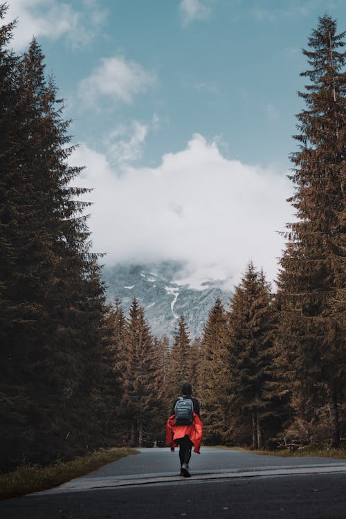 Person Hiking on Road