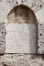 Historical Stone Plaque at Sinop Fortress Prison in Turkey