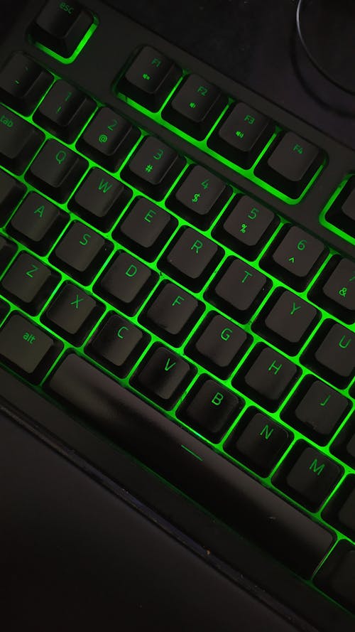 Free Black Keyboard with Green Light Stock Photo