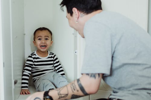 Father and Son Smiling 