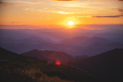 View of a Sunset over Mountains