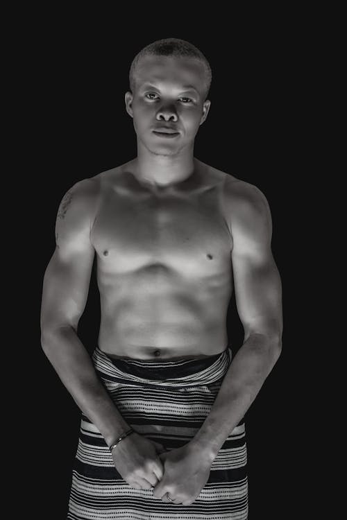 Free Grayscale Photo of a Topless Man Stock Photo