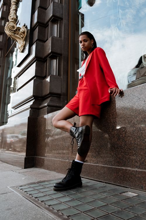 Woman in Red Dress and Black Boots Standing on Gray Concrete Stairs Free Stock Photo Woman in Red Dress and Black Boots Standing on Gray Concrete Stairs Free Stock Photo