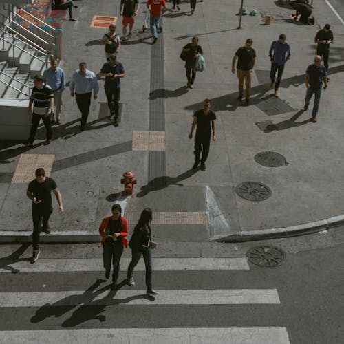 Photo of People Walking on a Pedestrian Lane