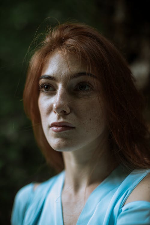 Portrait of a Beautiful Woman with Freckles