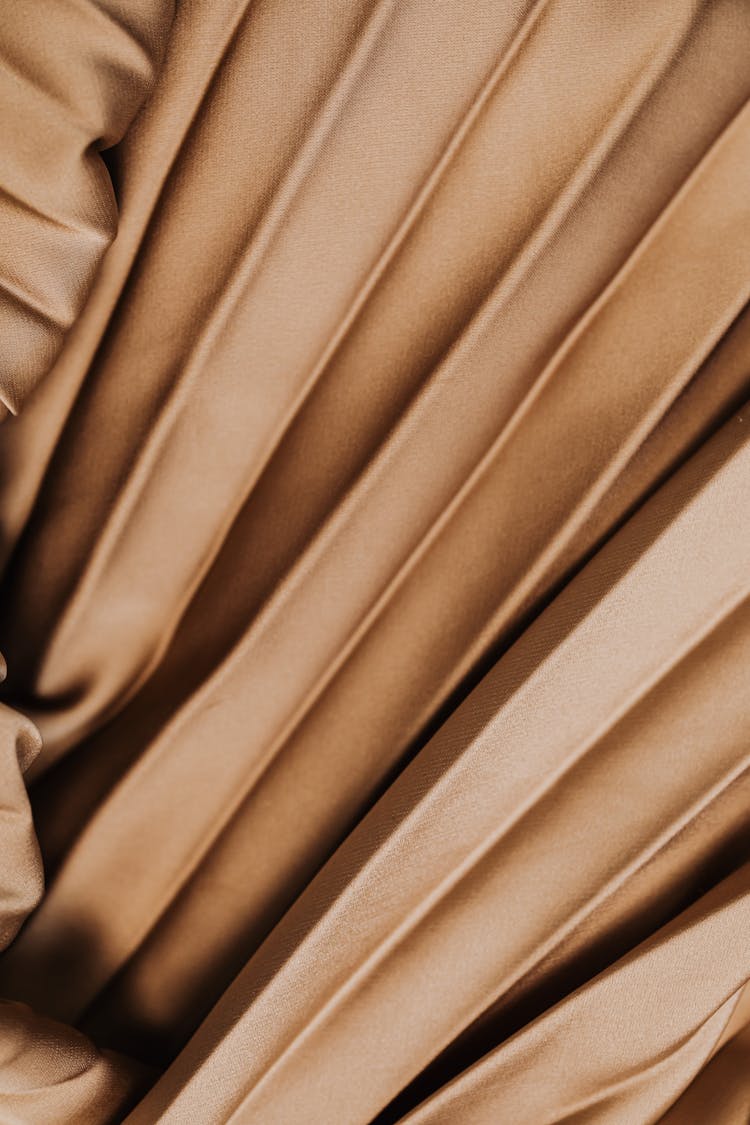 Close Up Of Pleated Beige Fabric